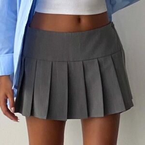 Motel Rocks Charcoal Pleated Mini Skirt